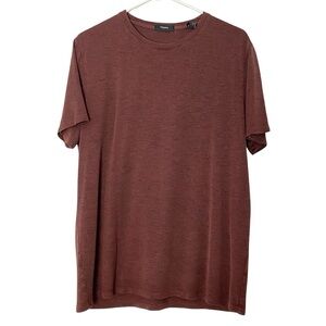 Theory Tshirt Tee Mens Size Large Claey Active Red Rust Black Crewneck Short Slv